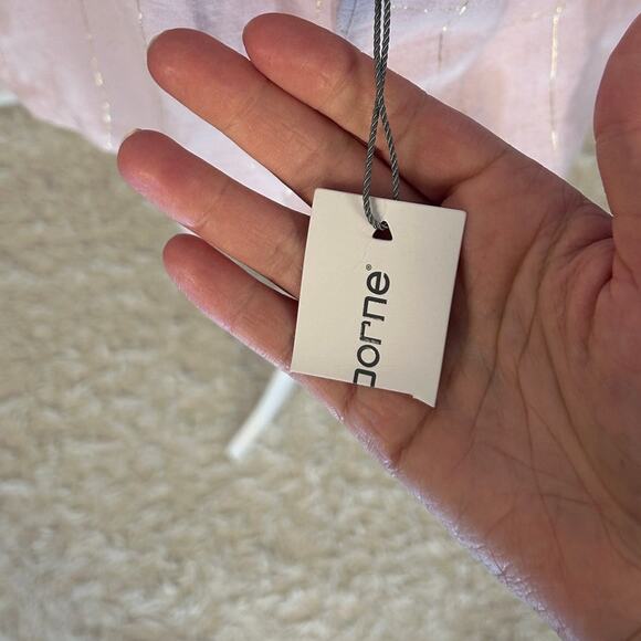 Liz Claiborne Women's Sz M Light Pink Metallic Grid Print Linen Blend Tank #0198 - Picture 8 of 8